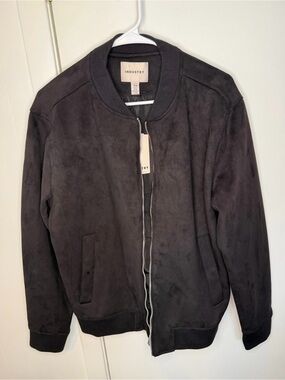 Industry Faux Leather Black Bomber Jacket